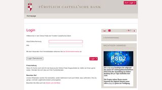 
                            1. Fürstlich Castell'sche Bank Online-Filiale - BLZ …