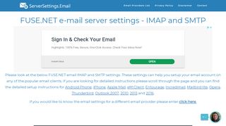 
                            7. FUSE.NET email server settings - IMAP and SMTP ...