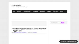 
                            6. FUTA Pre-Degree Admission Form 2019/2020 – Apply Here ...