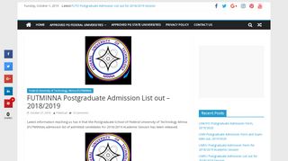 
                            8. FUTMINNA Postgraduate Admission List out – …