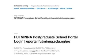 
                            2. FUTMINNA Postgraduate School Portal Login | …