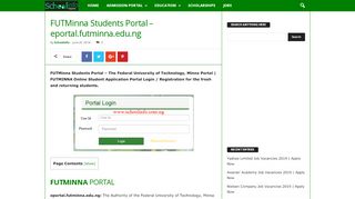 
                            9. FUTMinna Students Portal - eportal.futminna.edu.ng - Schoolinfong.com