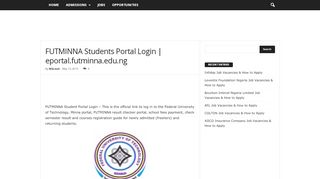 
                            7. FUTMINNA Students Portal Login | eportal.futminna.edu.ng ...