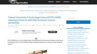 
                            2. FUTO JUPEB Admission Form 2019/2020 | Get Admitted into 200L ...