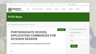 
                            2. FUTO PG Application | Federal University of Technology ...