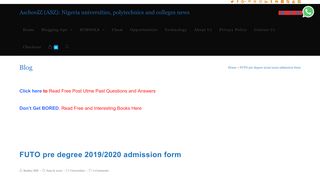 
                            4. FUTO pre degree 2019/2020 admission form - Aschoolz.com