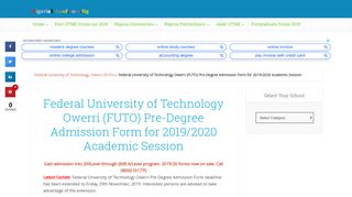 
                            6. FUTO Pre-Degree Admission Form 2019/2020 [How to Apply]