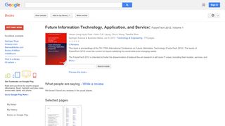 
                            8. Future Information Technology, Application, and Service: FutureTech 2012