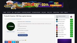 
                            4. Futuriti Casino 100 free spins bonus January 15, 2018 #171453