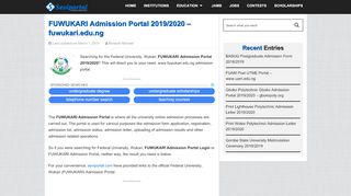 
                            9. FUWUKARI Admission Portal 2019/2020 - fuwukari.edu.ng - Seviportal