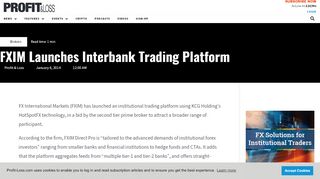 
                            1. FXIM Launches Interbank Trading Platform - Profit and Loss Services