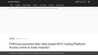 
                            2. FXPrimus launches New Web based MT4 Trading Platform ...