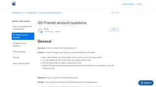 
                            4. G5 Friends account questions – G5 Entertainment