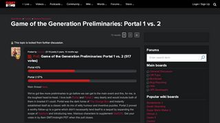 
                            7. Game of the Generation Preliminaries: Portal 1 vs. 2 - General ...