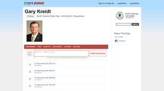 
                            4. Gary Kreidt, North Dakota State Rep, 33rd District, Republican