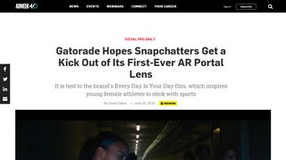 
                            1. Gatorade Hopes Snapchatters Get a Kick Out of Its First-Ever AR ...