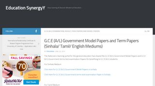 
                            7. G.C.E (A/L) Government Model Papers and Term Papers ...