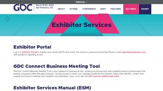 
                            9. GDC | Exhibitor Services - Game Developers Conference