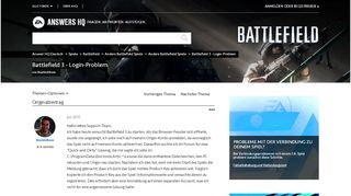 
                            4. Gelöst: Battlefield 3 - Login-Problem - Answer HQ