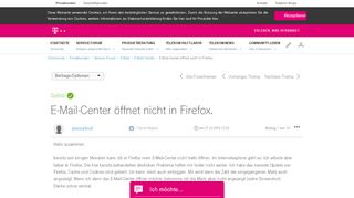 
                            8. Gelöst: E-Mail-Center öffnet nicht in Firefox. | Telekom hilft ...