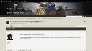 
                            4. General Discussion of Wargaming Public API - Wargaming Developer ...