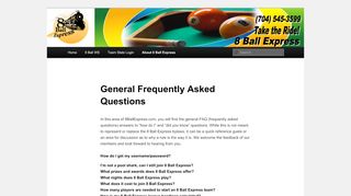 
                            7. General Frequently Asked Questions | 8 Ball Express