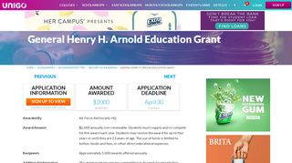 
                            4. General Henry H. Arnold Education Grant Details - Apply Now | Unigo