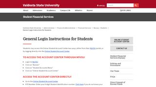 
                            4. General Login Instructions for Students - Valdosta State University