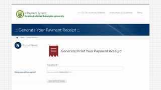 
                            2. .:: Generate Your Payment Receipt ::. | ePIN/Payment System : IBBUL
