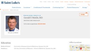 
                            9. Gerald U Matile, MD | Saint Luke's Health System