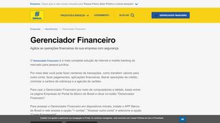 
                            7. Gerenciador Financeiro - Empresas | Banco do Brasil
