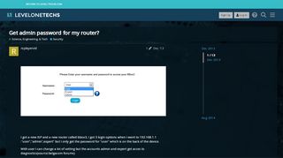 
                            3. Get admin password for my router? - Security - Level1Techs ...
