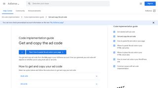 
                            9. Get and copy the ad code - AdSense Help