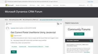 
                            2. Get Current Portal UserName Using Javascript - Microsoft ...