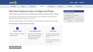 
                            7. Get Free Facebook Likes on Pages and Posts using Traffup