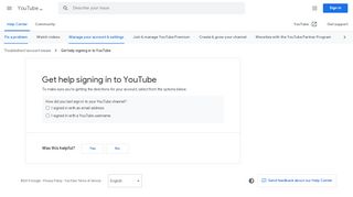 
                            2. Get help signing in to YouTube - Google Support