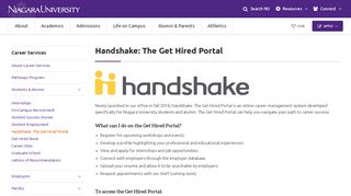 
                            9. Get Hired Portal powered by Handshake | Niagara University