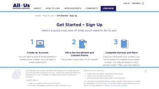 
                            4. Get Started - Sign Up | All of Us - joinallofus.org