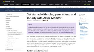 
                            4. Get started with roles, permissions, and security with Azure Monitor ...