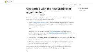 
                            5. Get started with the new SharePoint admin center | Microsoft Docs