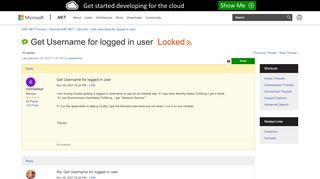 
                            8. Get Username for logged in user | The ASP.NET Forums