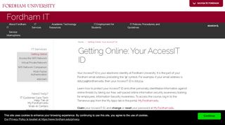
                            3. Getting Online: Your AccessIT ID | Fordham