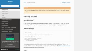 
                            9. Getting started — tweepy 3.5.0 documentation