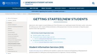 
                            6. Getting Started/New Students | Registrar - Homewood Student Affairs