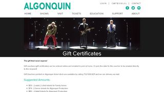 
                            9. Gift Certificates | Algonquin Arts Theatre