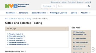 
                            2. Gifted and Talented Testing - New York City Department of ...
