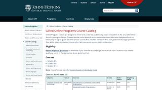 
                            1. Gifted Online Programs Course Catalog | Johns Hopkins ...