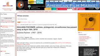 
                            6. GIULIANA PACHNER, actress, protagonist, co-authoress has passed ...
