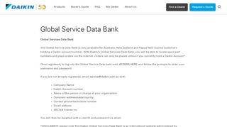 
                            5. Global Service Data Bank | Daikin - daikin.com.au