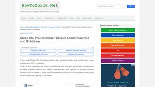 
                            11. Globe DSL Prolink Router Default Admin Password …